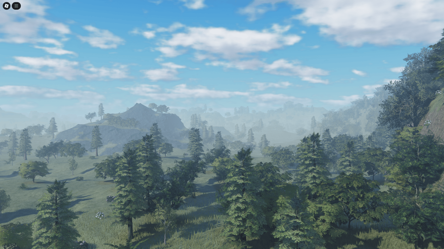 Realistic Roblox forest and flower fields