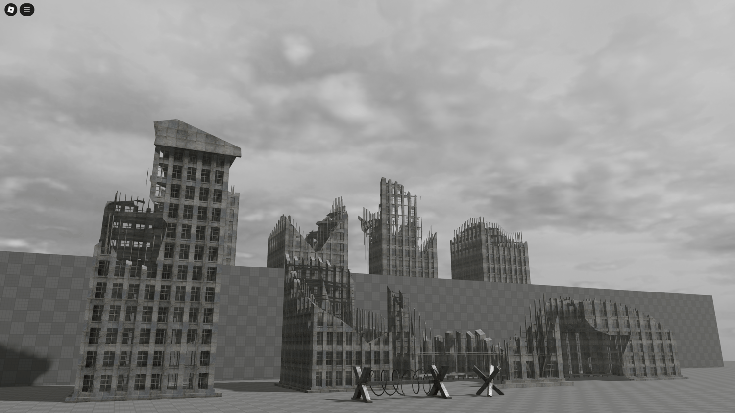 Destroyed WW2 Roblox building with realistic textures