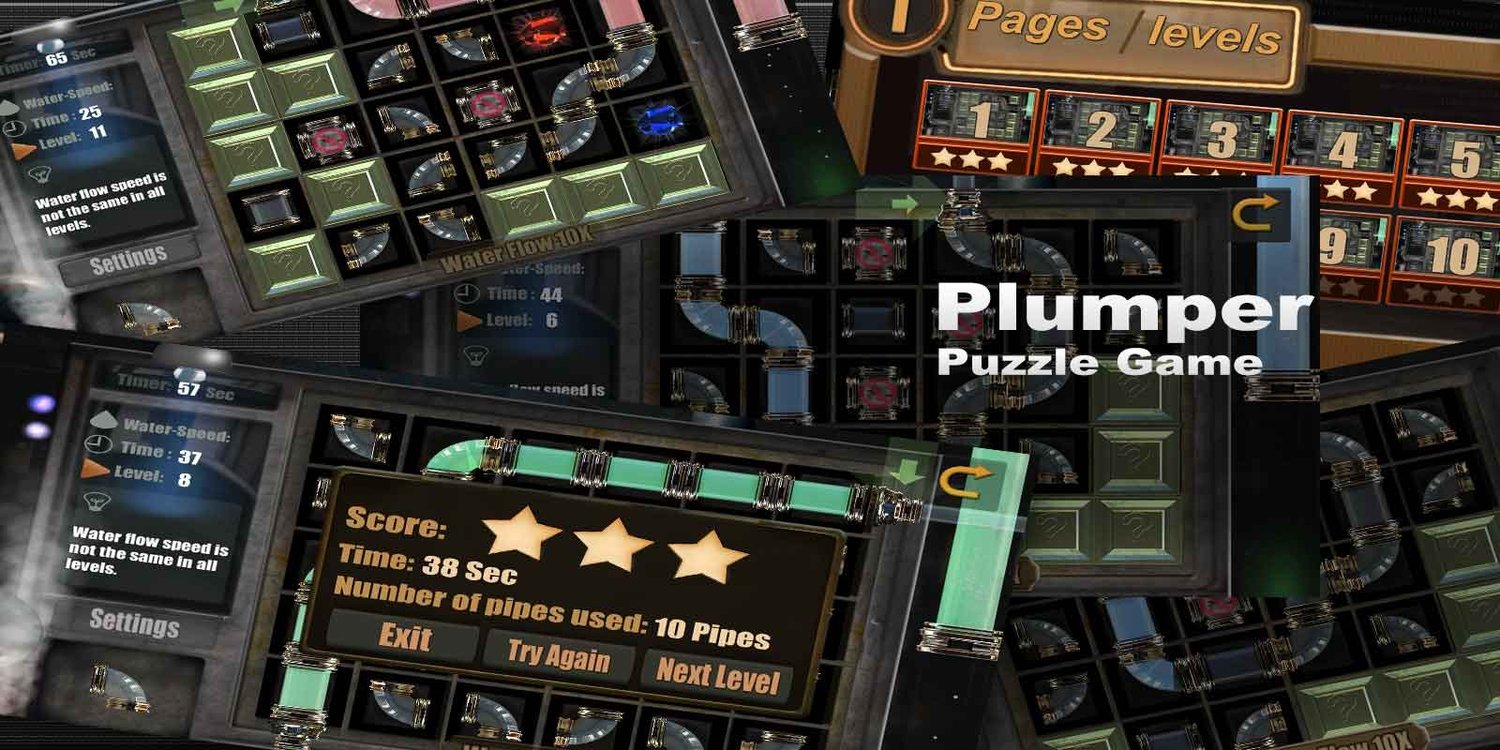 Plumber Pipe Puzzle unity 2d puzzle game template unity puzzle game source code