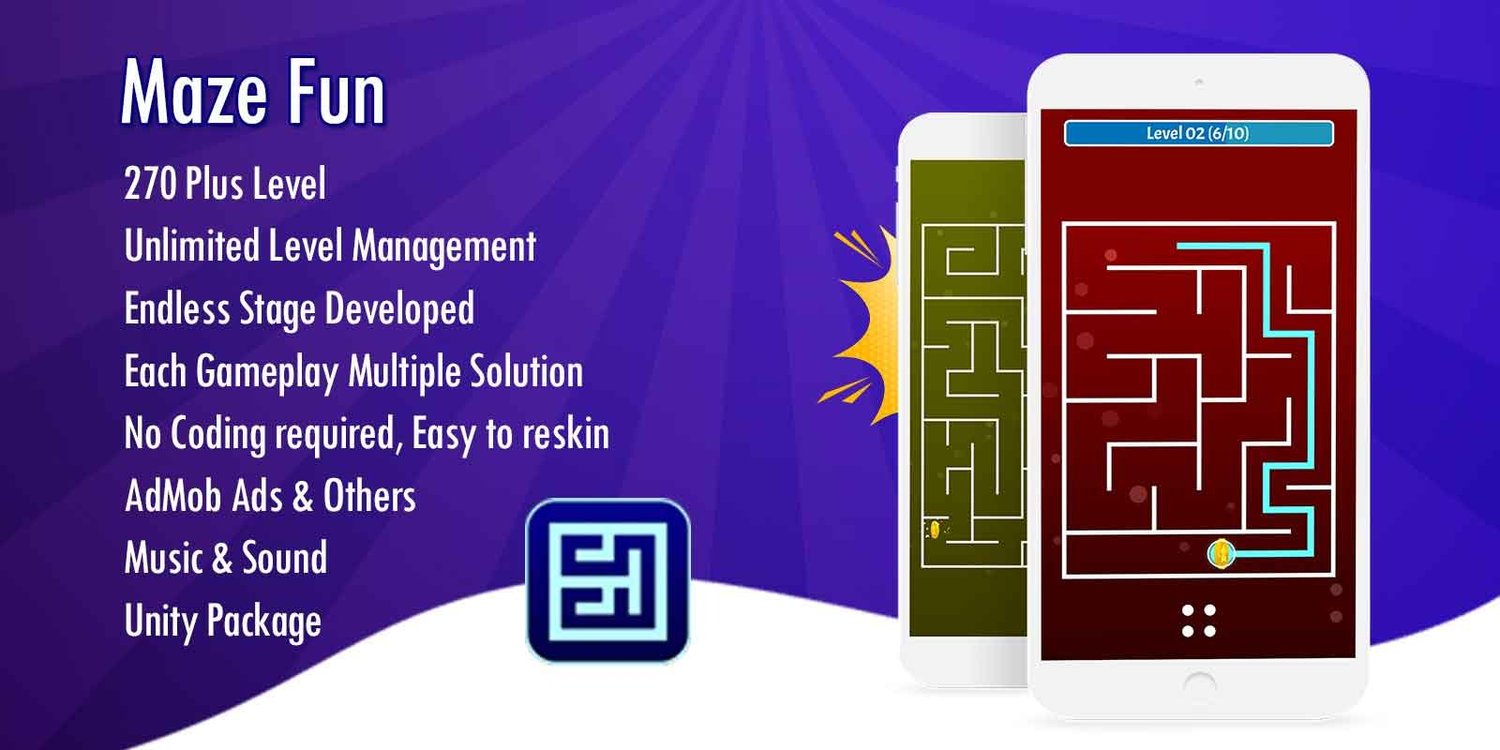 Maze Fun unity 2d puzzle game template unity puzzle game source code unity maze puzzle