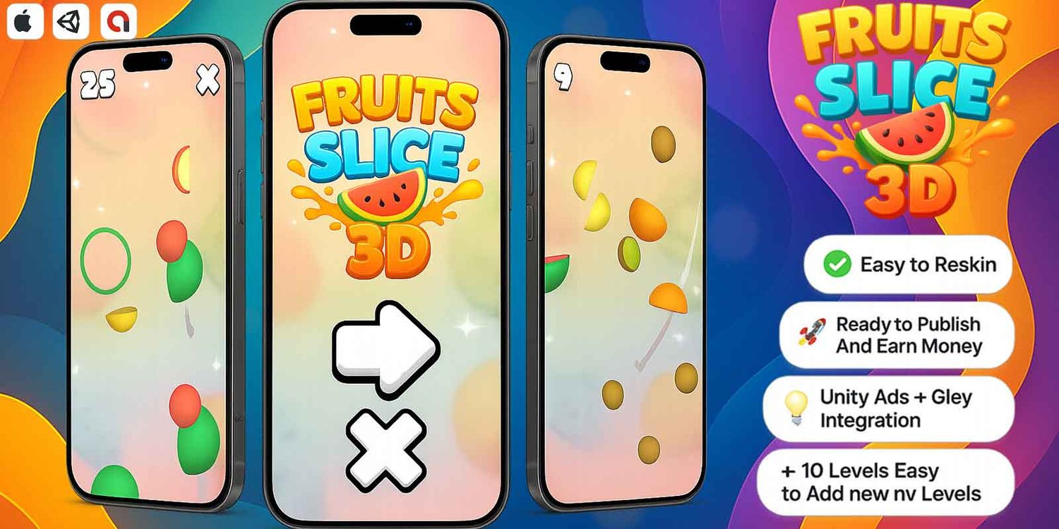 Fruits slice unity 3d casual game template unity casual game source code