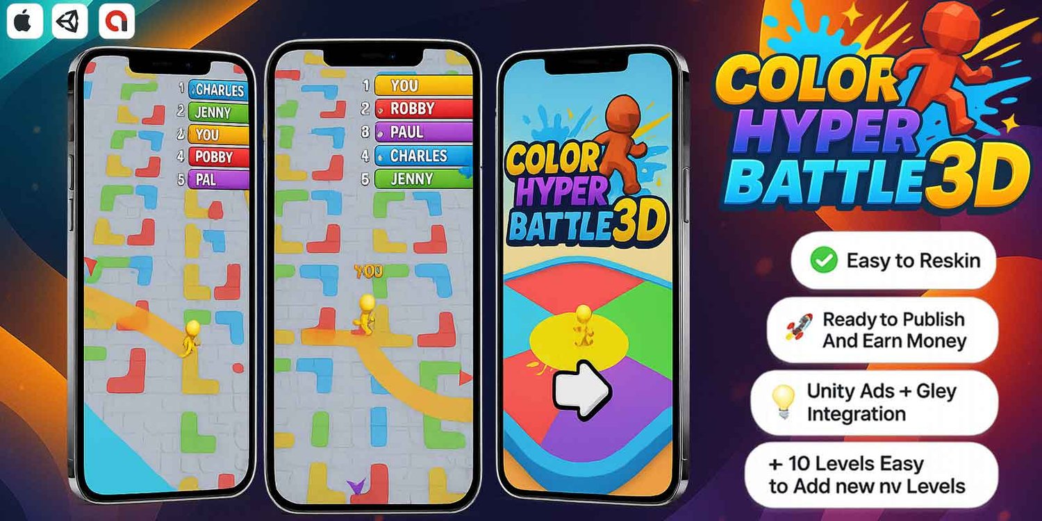 Color Hyper Battle 3D unity hyper casual game template unity hyper casual game source code