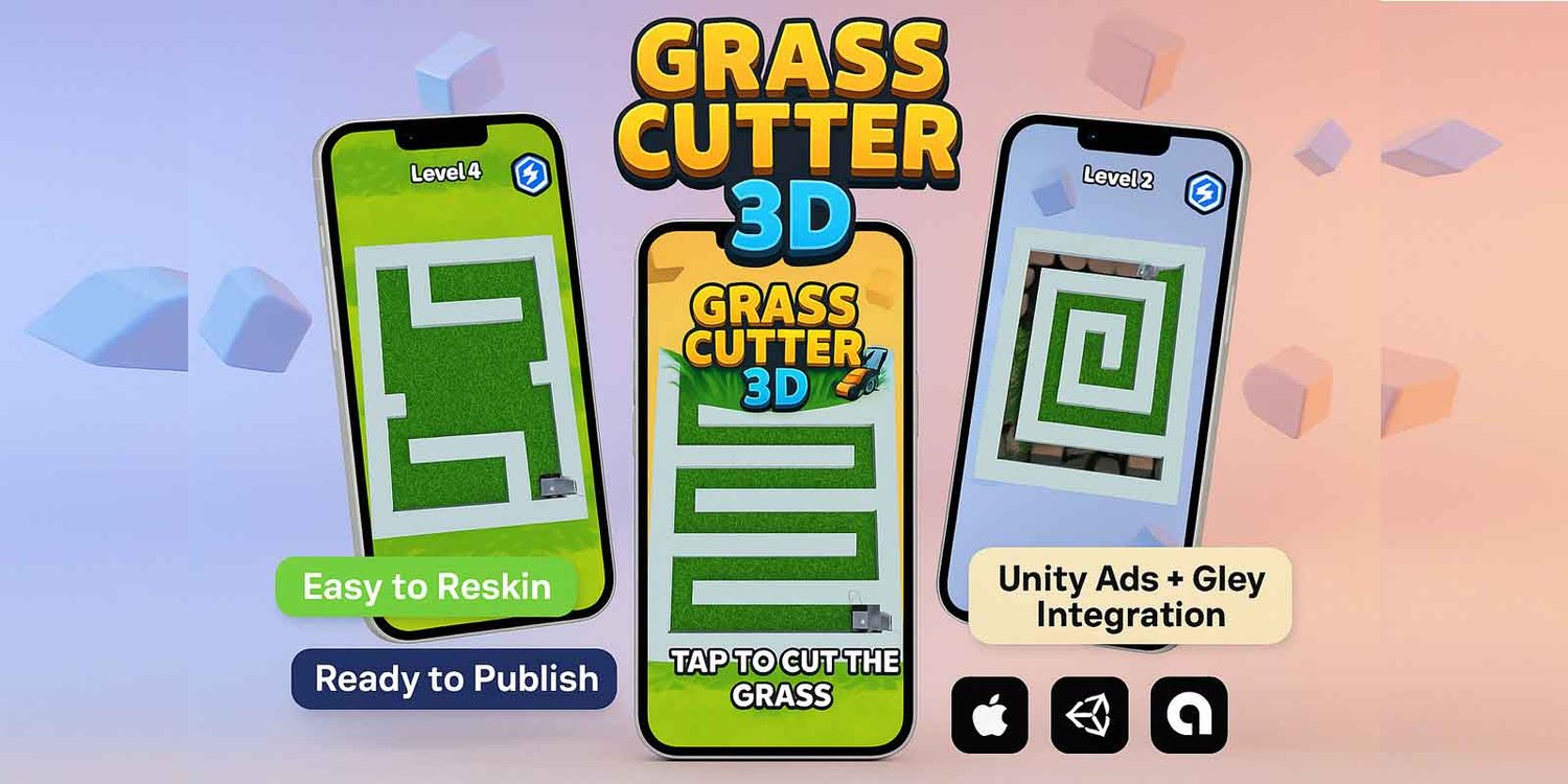 Grass Cutter 3D unity hyper casual game template unity hyper casual game source code
