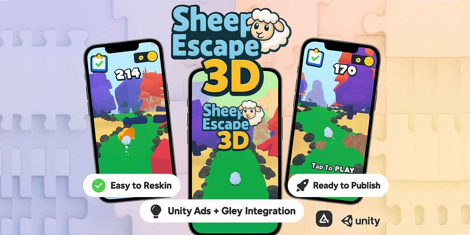 Sheep Escape unity 3d casual game template unity casual game source code