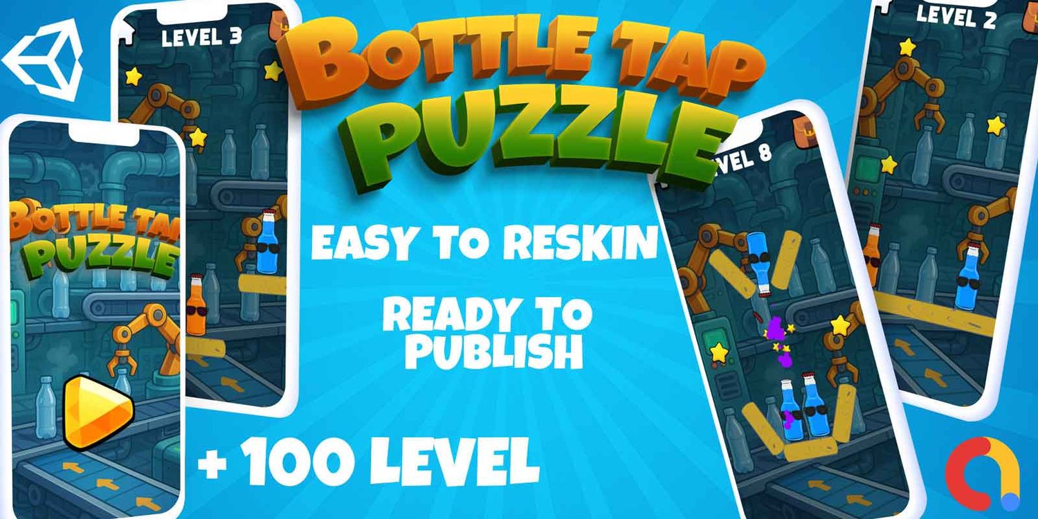 Bottle Tap Puzzle unity 2d casual game template unity casual game source code unity 2d template