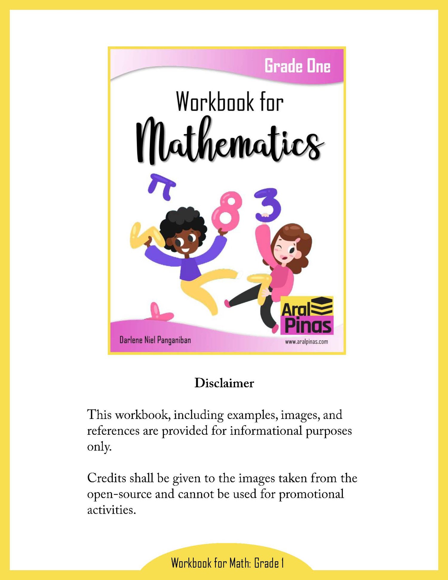 Workbook for Mathematics – Grade 1
