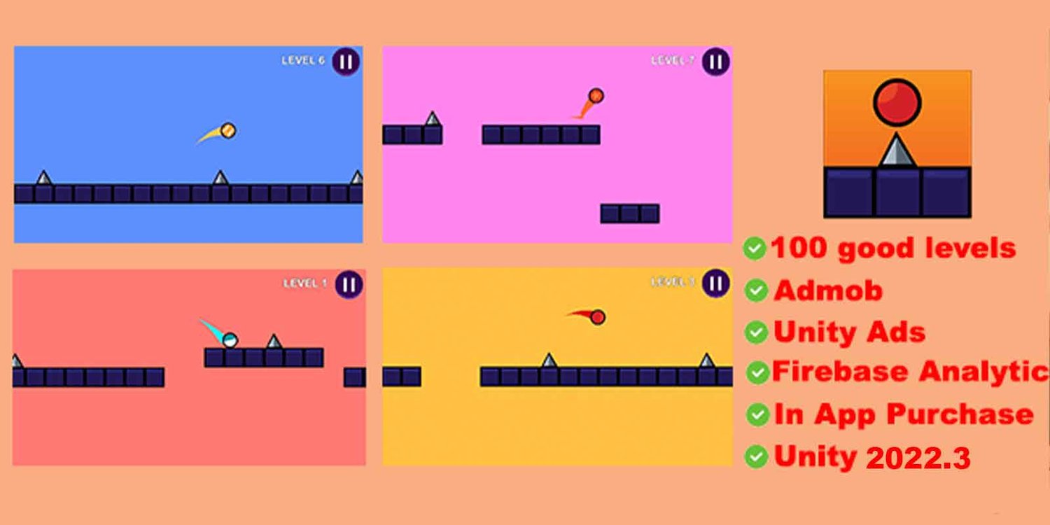 Red Ball Escape unity 2d casual game template unity casual game source code unity 2d template