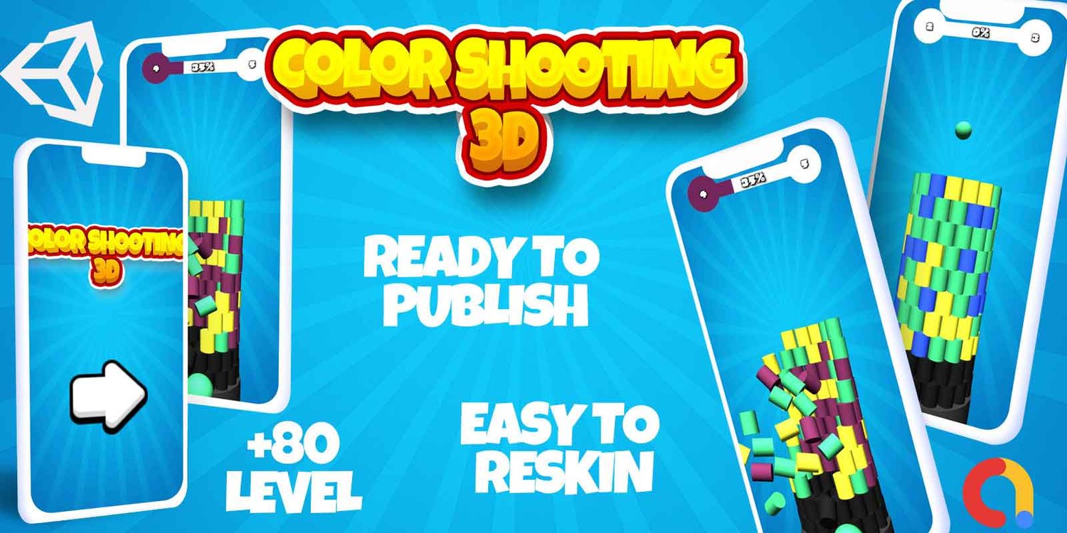 Color Shooting unity 3d casual game template unity casual game source code unity 3d template