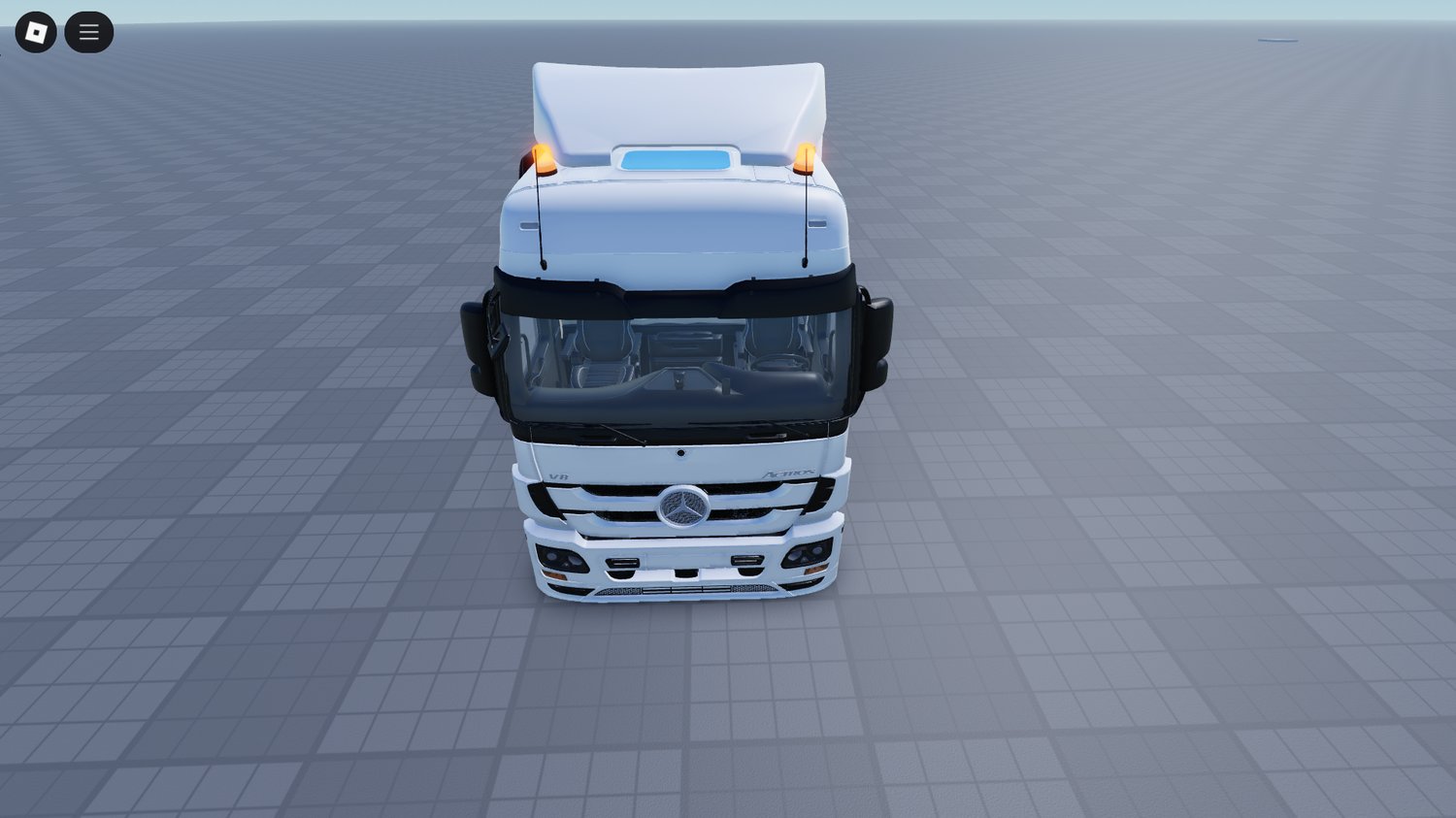 Driver seat and dashboard inside Actros cabin