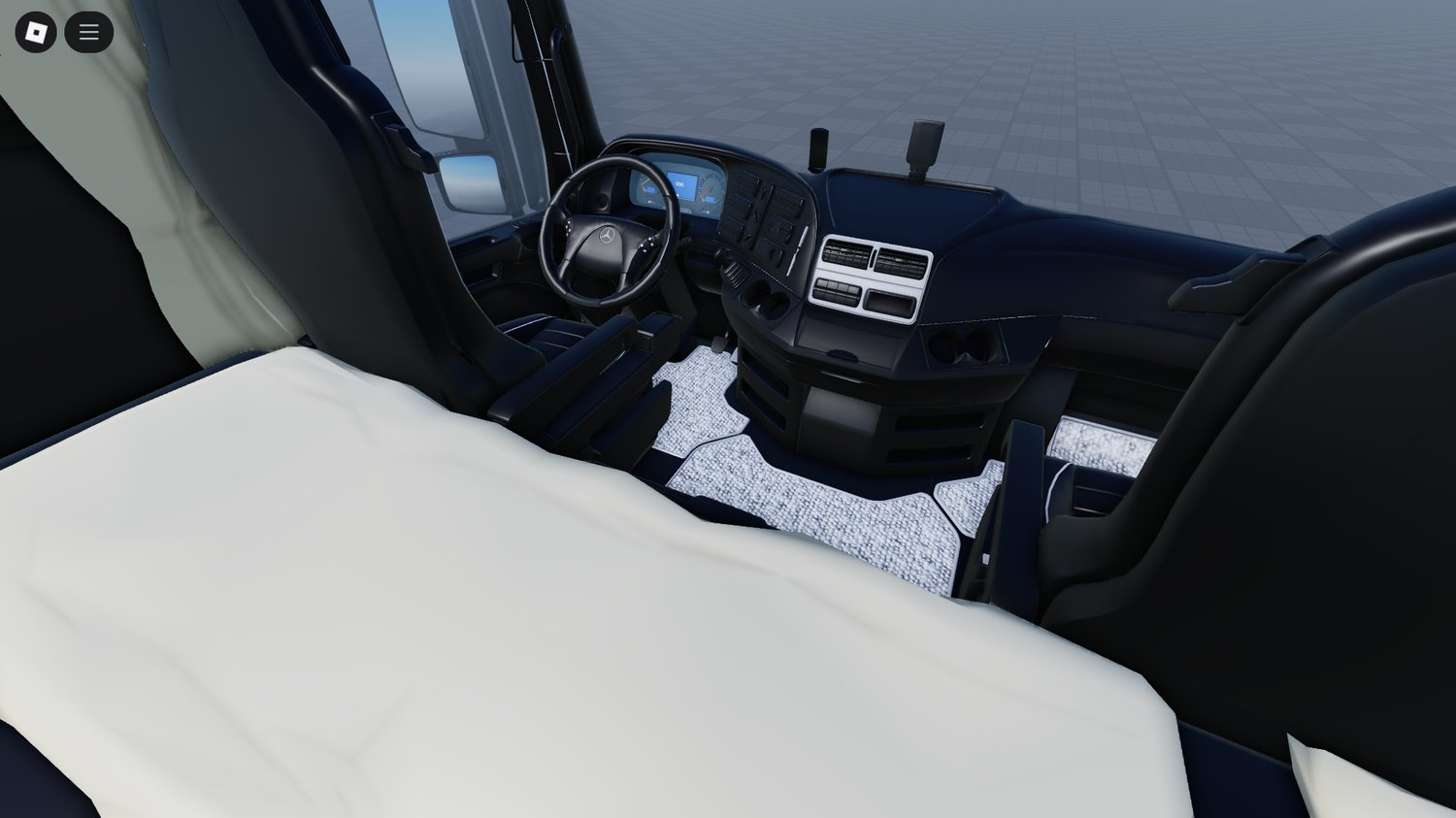 Mercedes truck driving in logistics RP scene