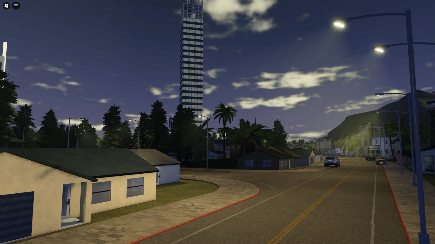 High-quality buildings and street layout in Roblox