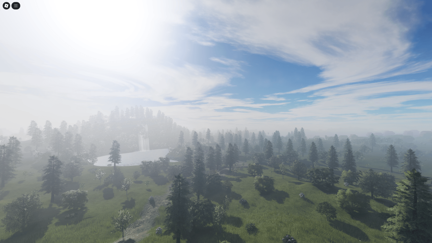 Colorful flowers and pine trees in heaven zone