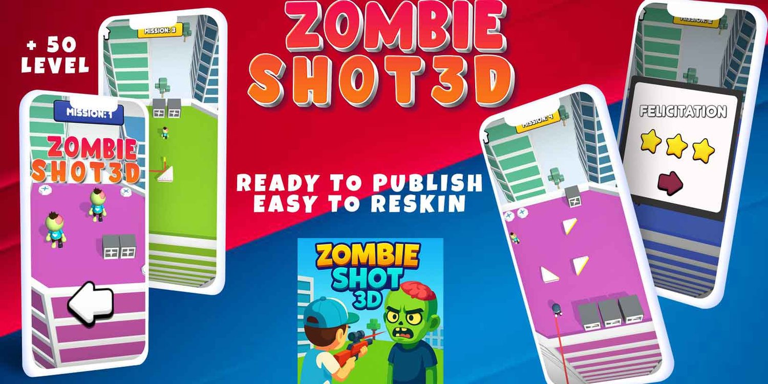Zombie Shot 3D unity hyper casual game template unity hyper casual game source code unity 3d template