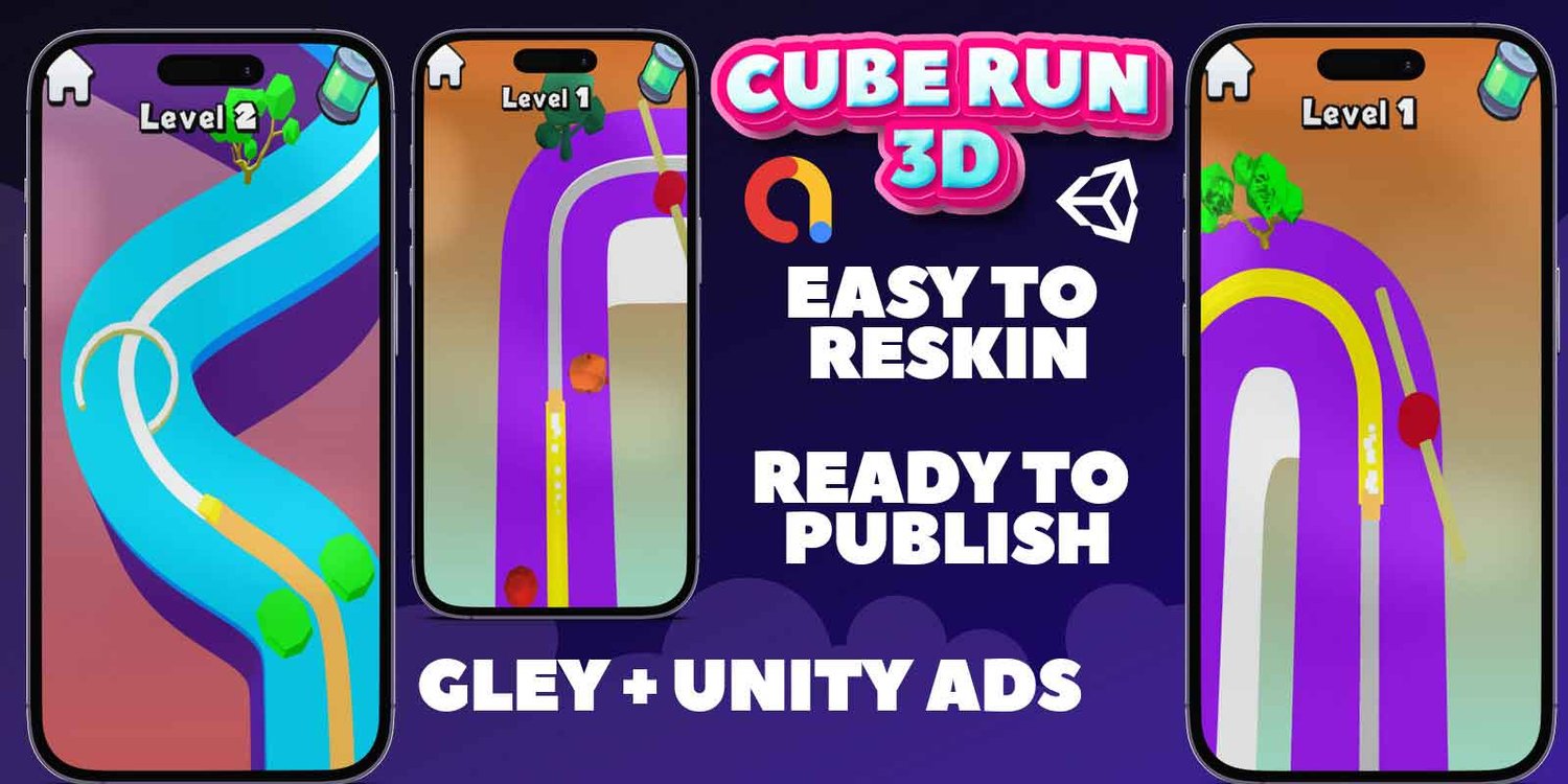Cube Run 3D unity hyper casual game template unity hyper casual game source code unity 3d template