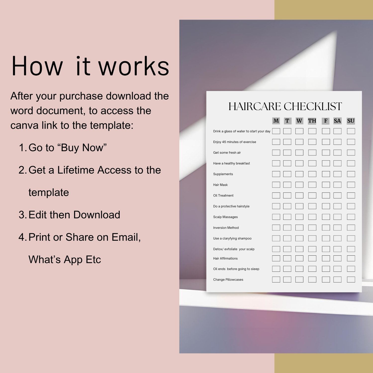 Hair care checklist, printable hair care workbook and planner - Payhip