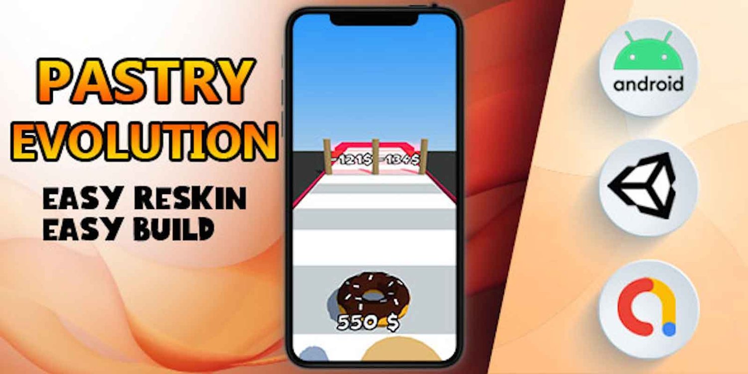 Pastry Evolution 3D unity hyper casual game template unity hyper casual game source code unity 3d template