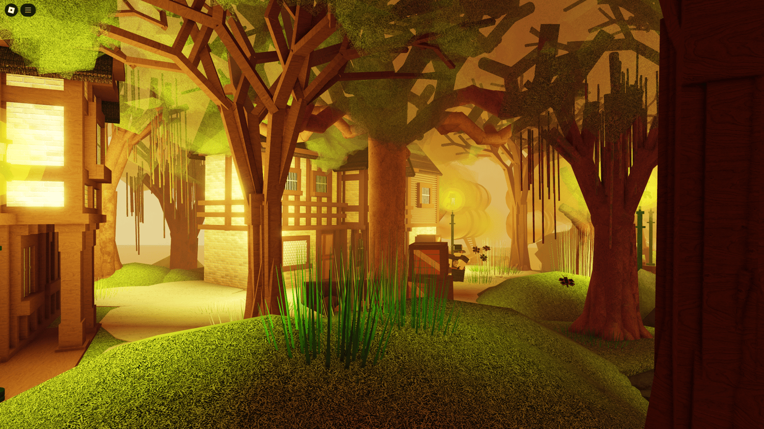 Flying airboats over still ocean in Roblox