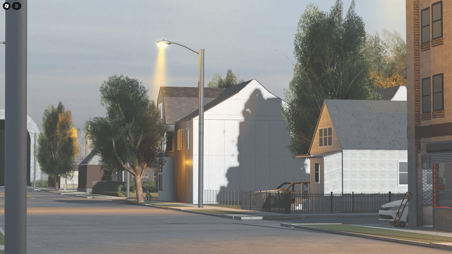 Urban game template with enterable interiors