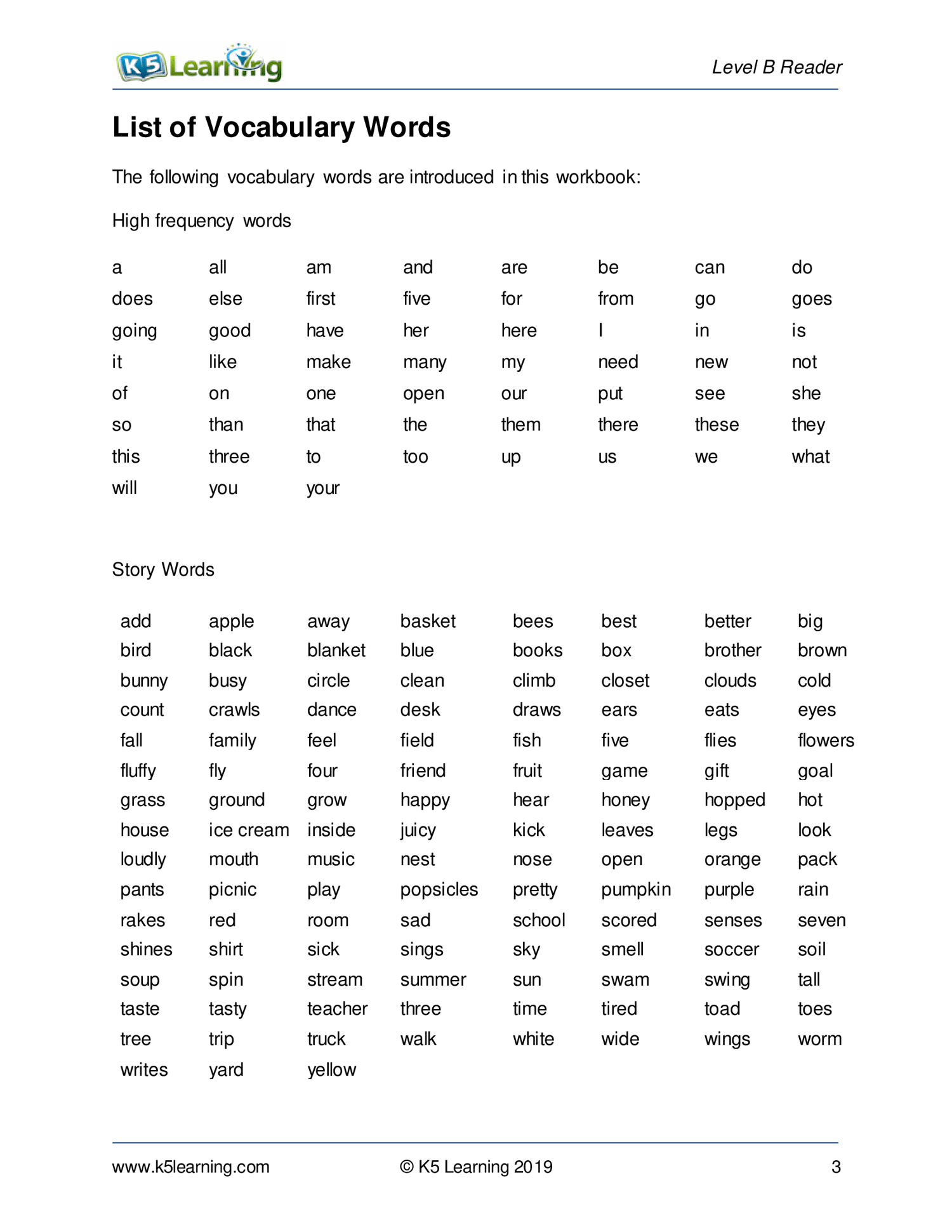 K5 Learning Reading Comprehension Workbook – Level B