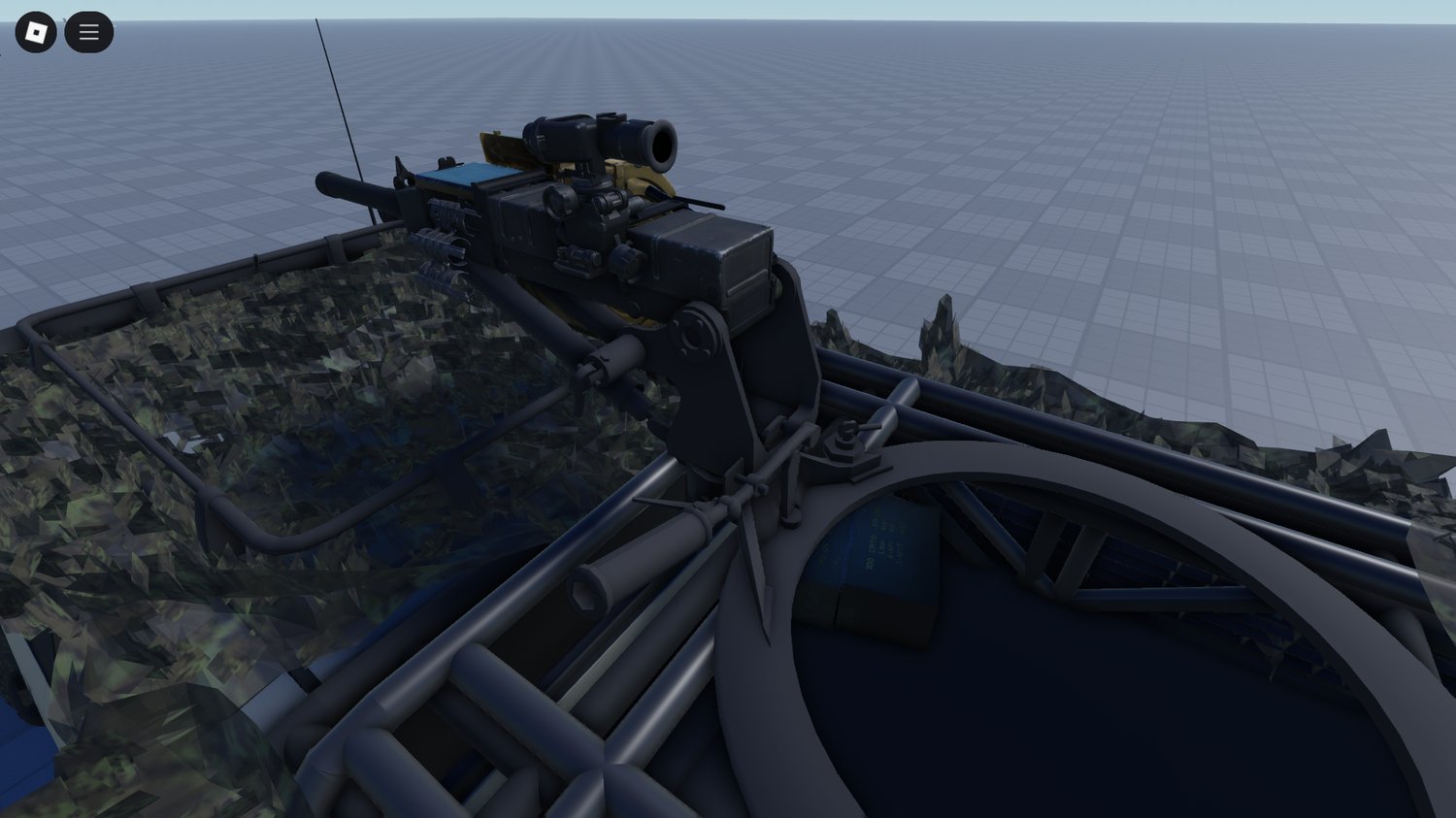 Close-up of custom Blizzard turret on Hilux