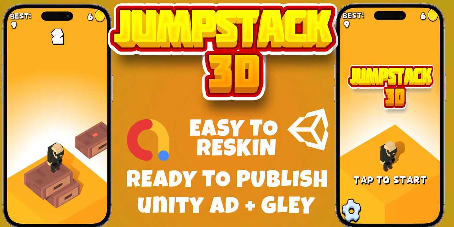 Jump Stack 3D unity hyper casual game template unity hyper casual game source code unity 3d template