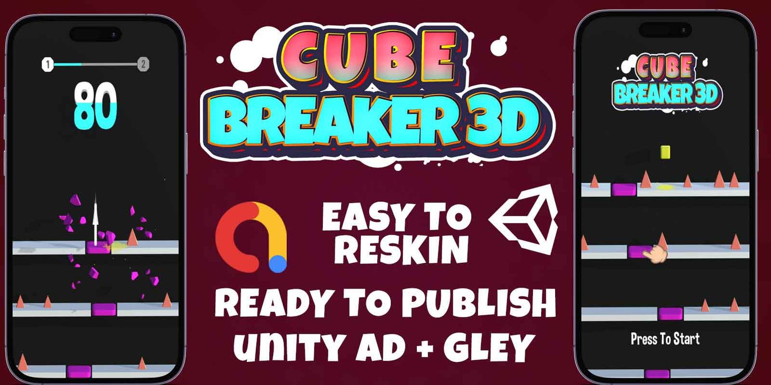 Cube Breaker 3D unity 3d casual game template unity casual game source code unity 3d template