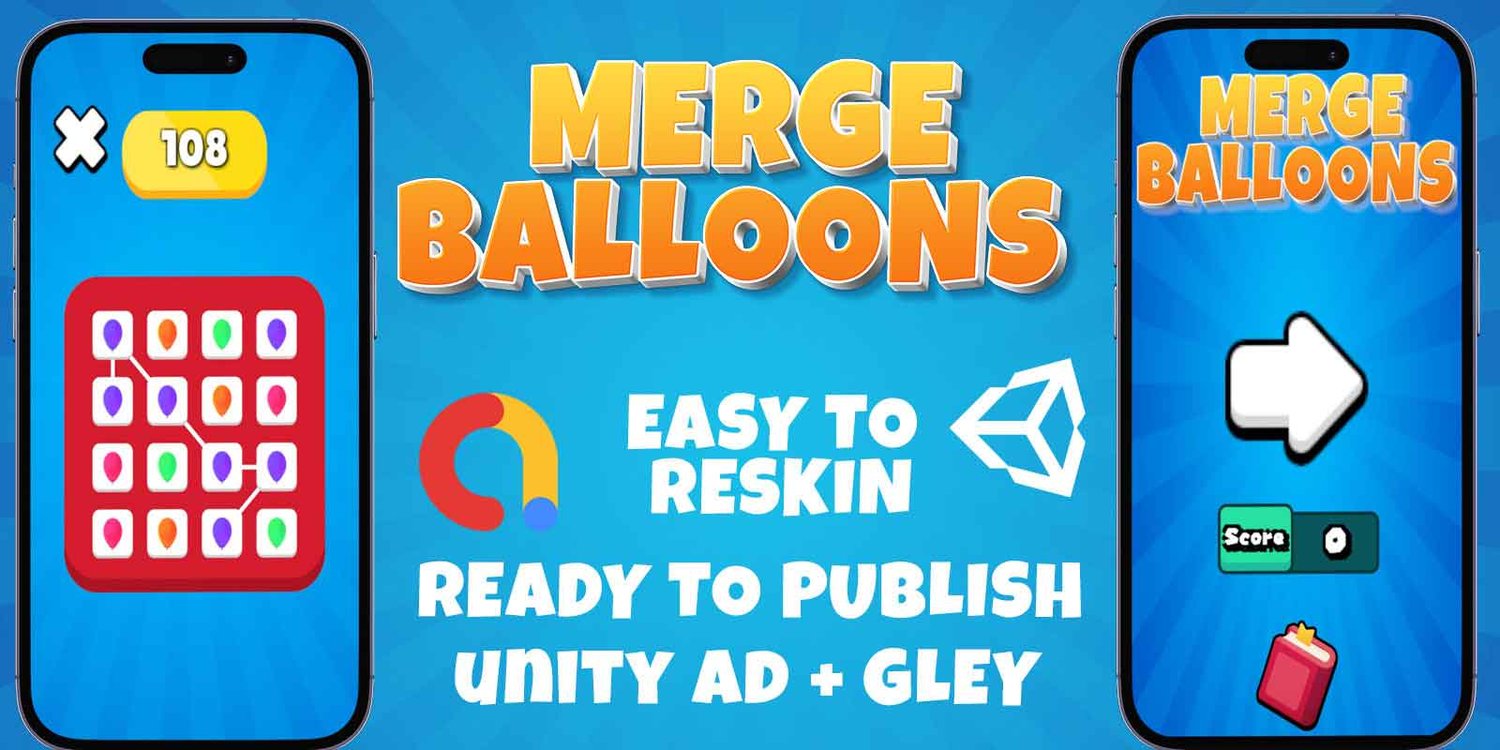 Merge Balloons unity 2d puzzle game template unity puzzle game source code puzzle game unity 2d template