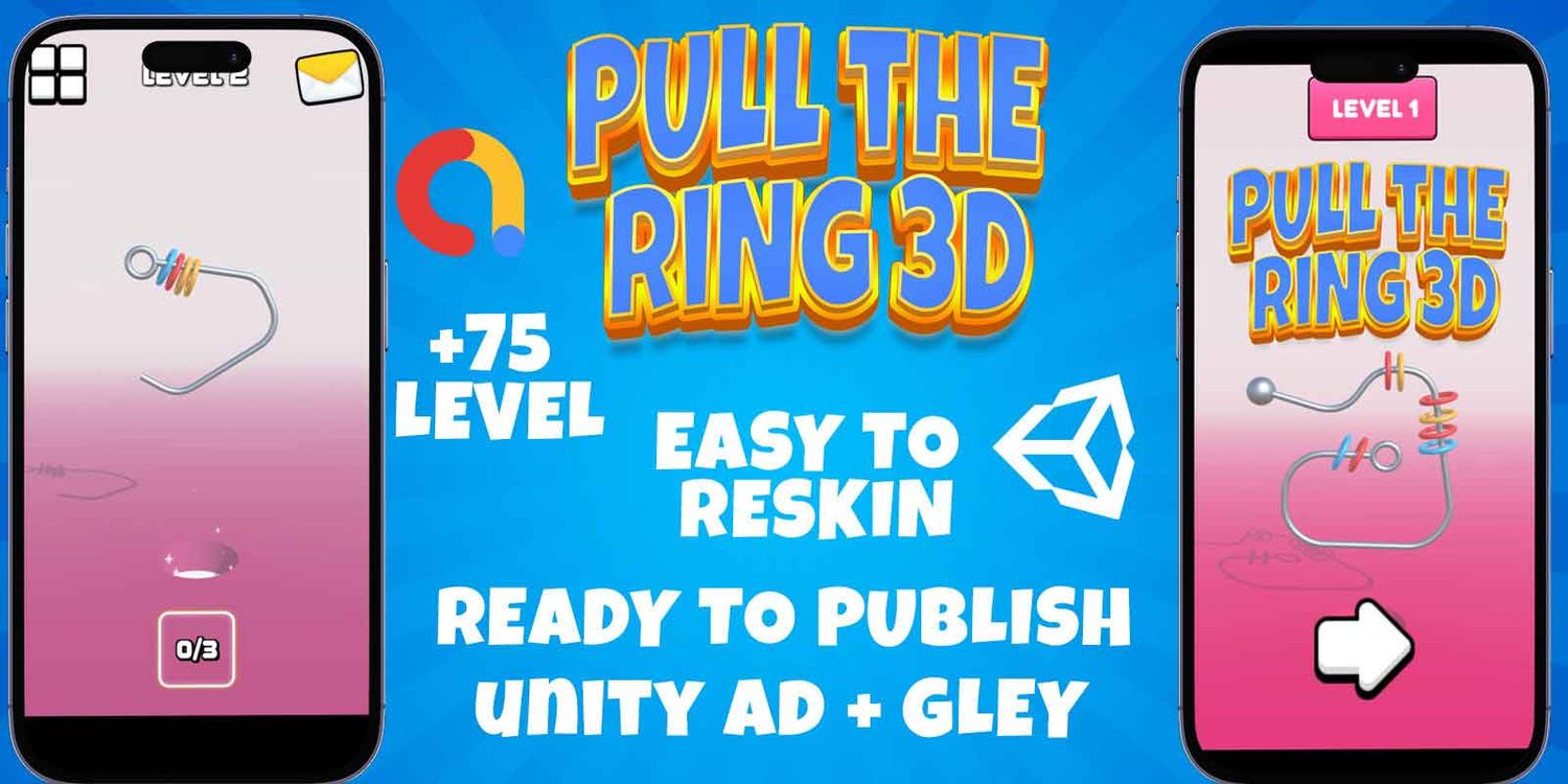 Pull the Ring 3D unity 3d casual game template unity casual game source code unity 3d template