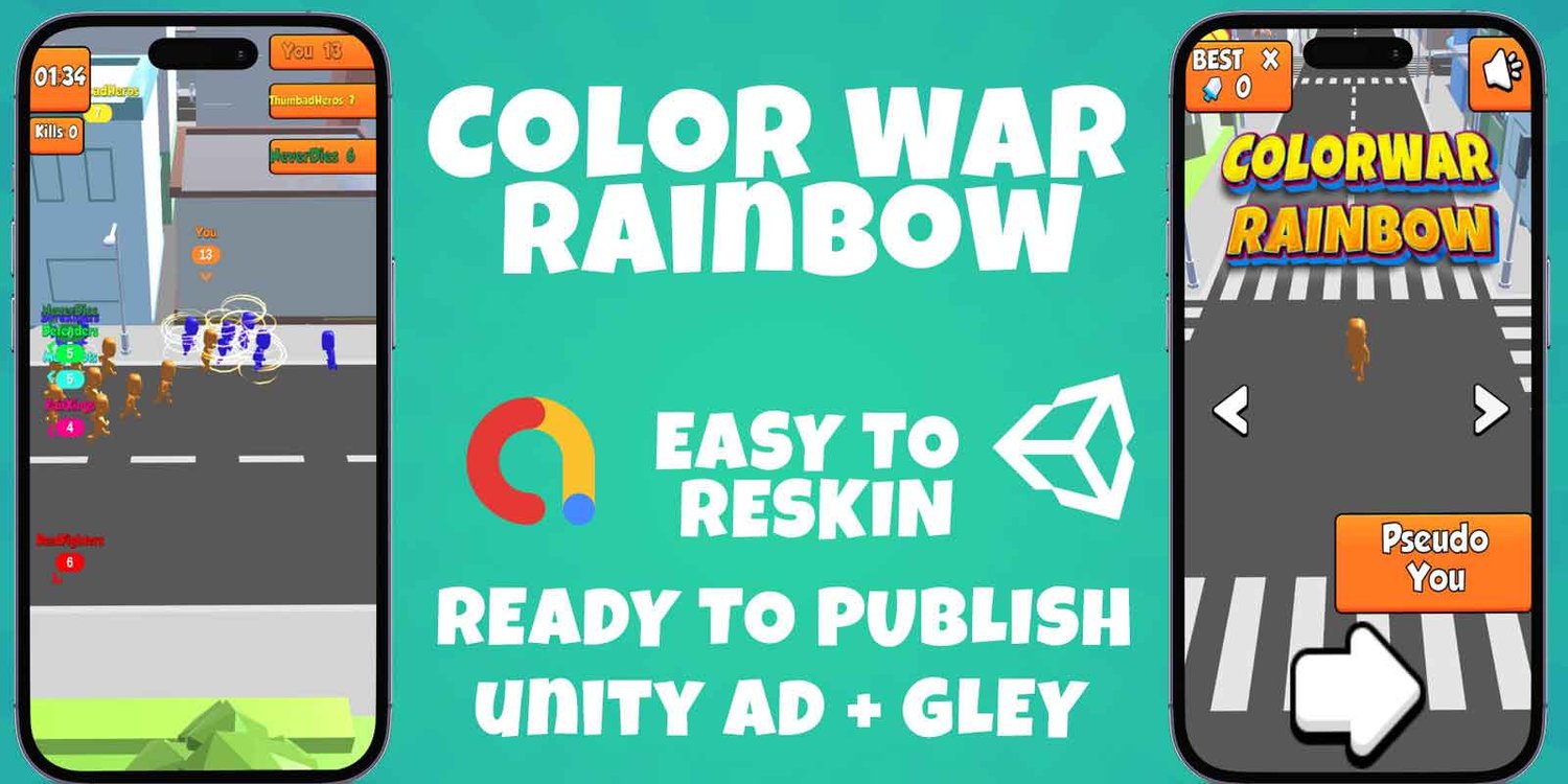Color War Rainbow 3D unity hyper casual game template unity hyper casual game source code unity 3d template