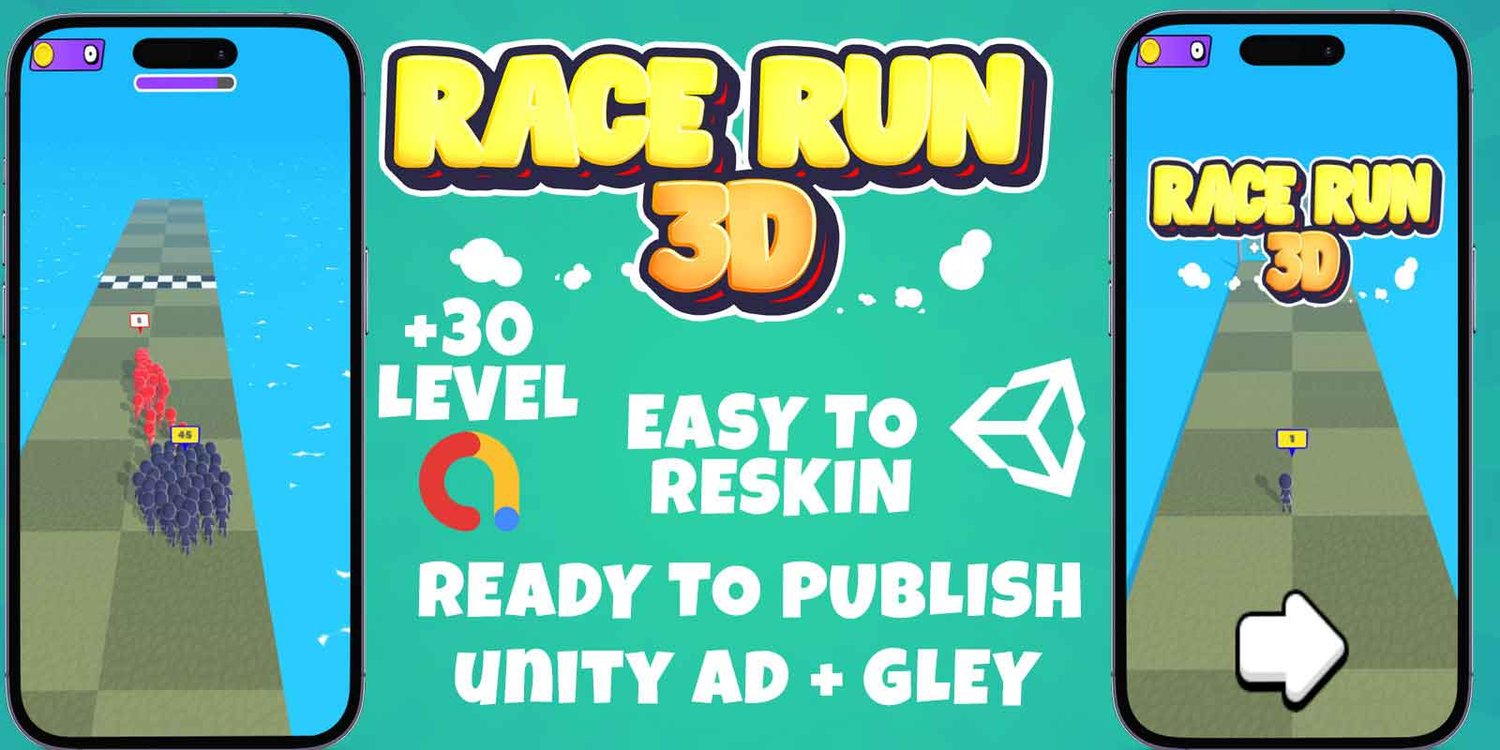 Race Run unity 3d hybrid casual game template unity 3d casual game unity 3d hyper casual game