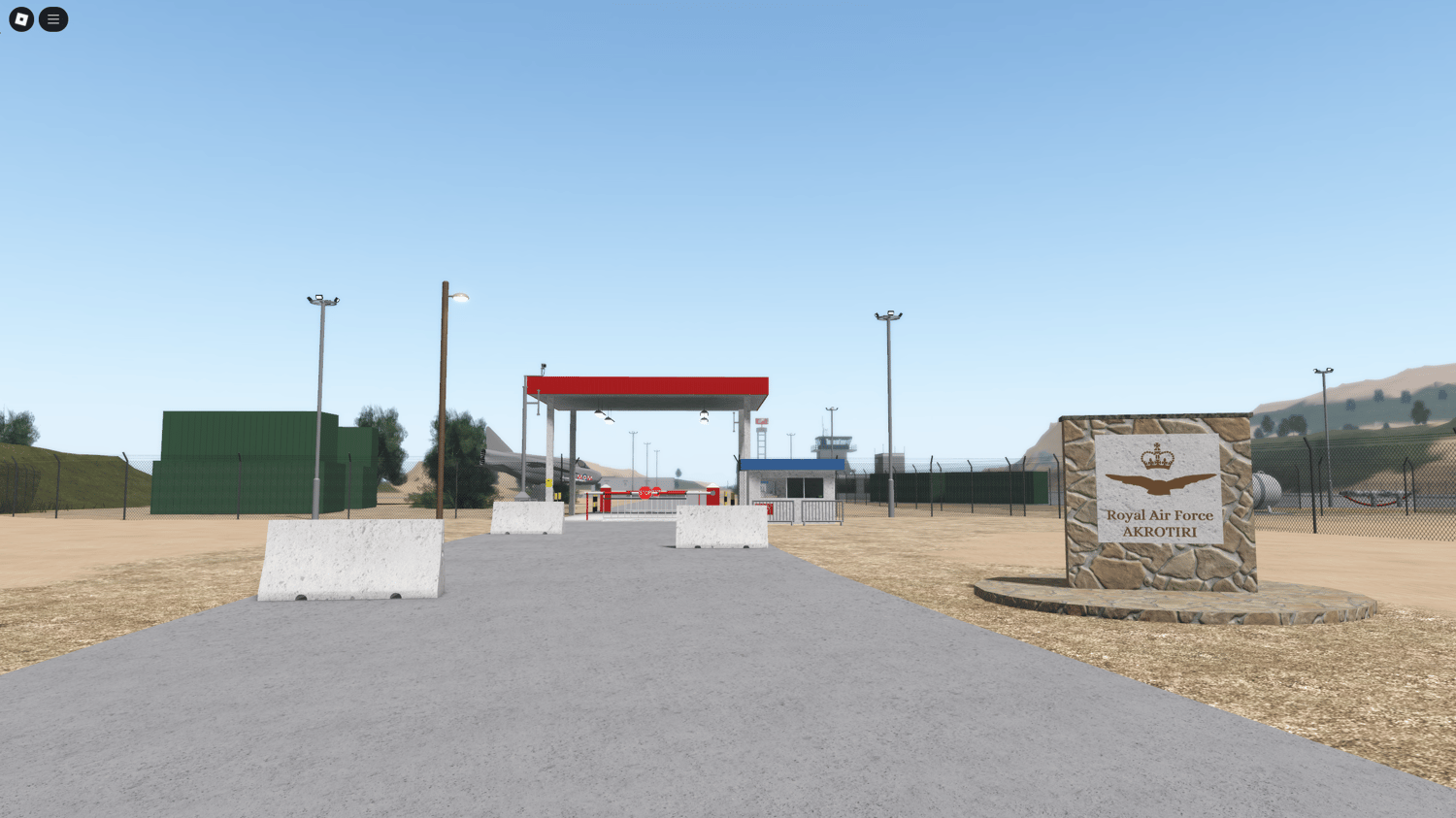 Bombing range and test zone in Roblox war map