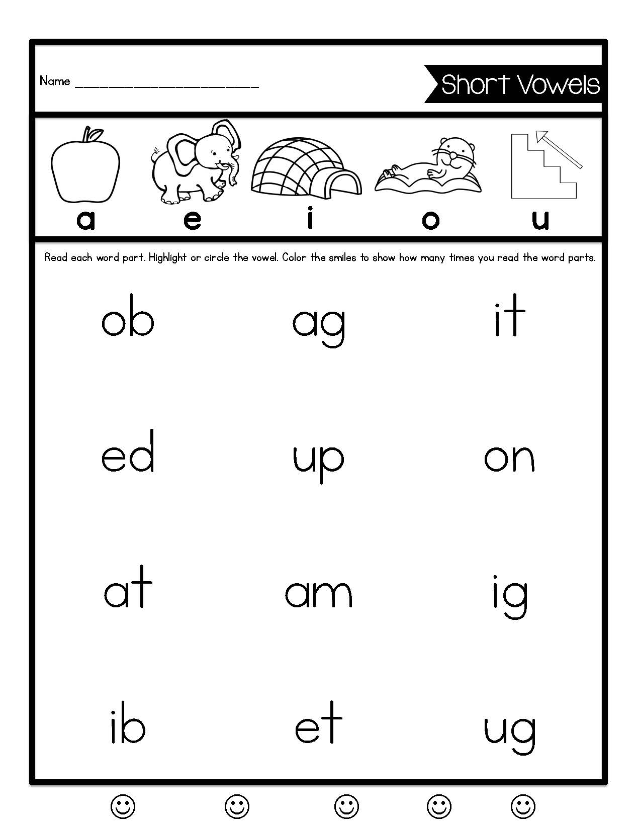 Phonics Fluency Word Lists with Vowel Helper