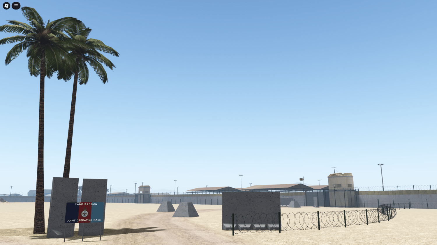 Desert runway and control tower in Roblox