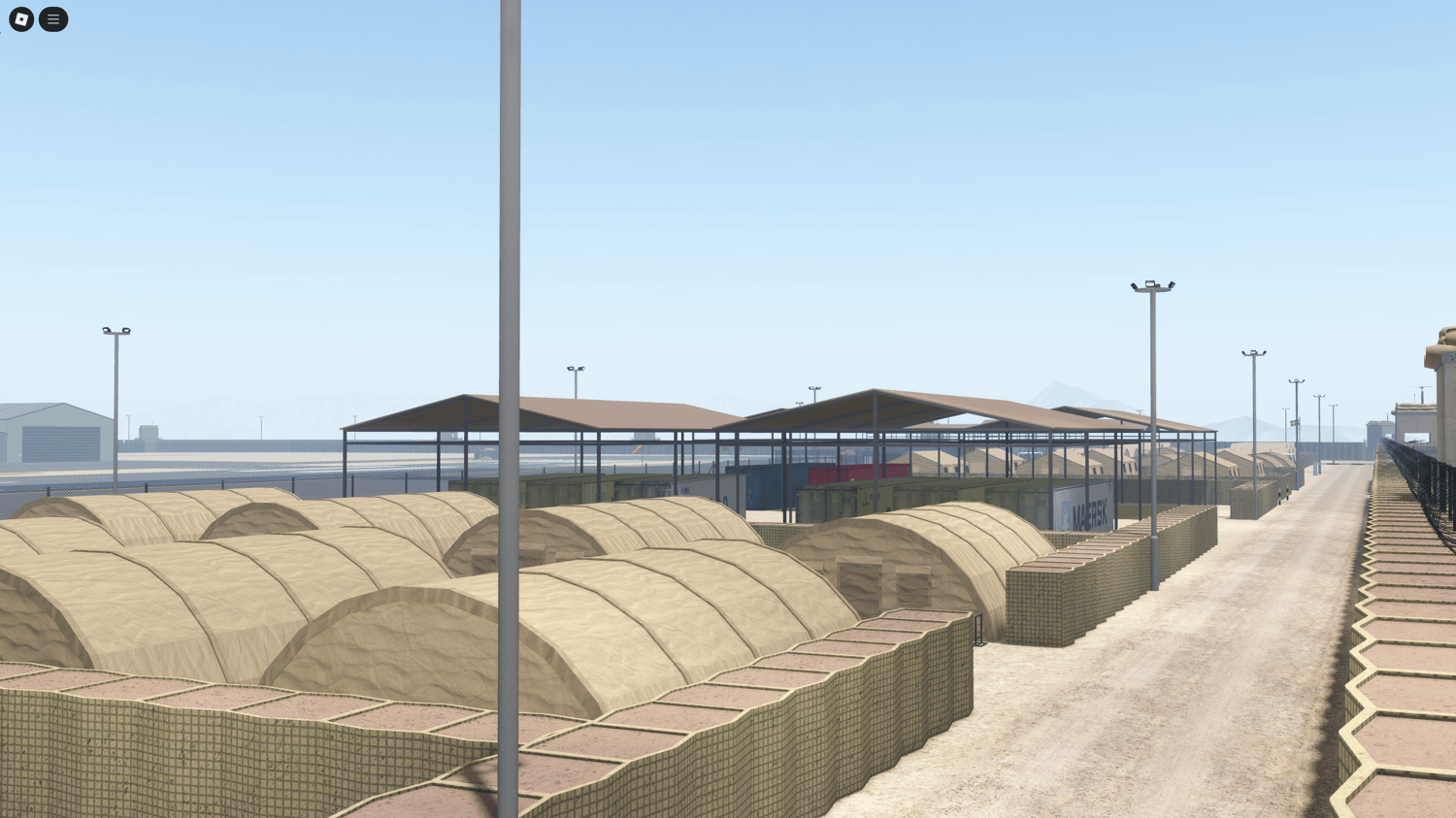 Roblox British Army base buildings and hangars