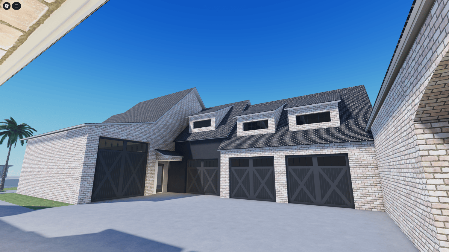 Garage of a modern mansion in Roblox