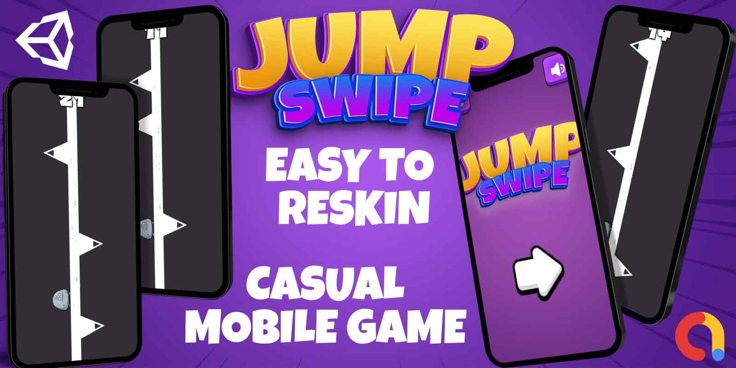 Jump Swipe unity 2d casual game template unity casual game source code unity 2d template