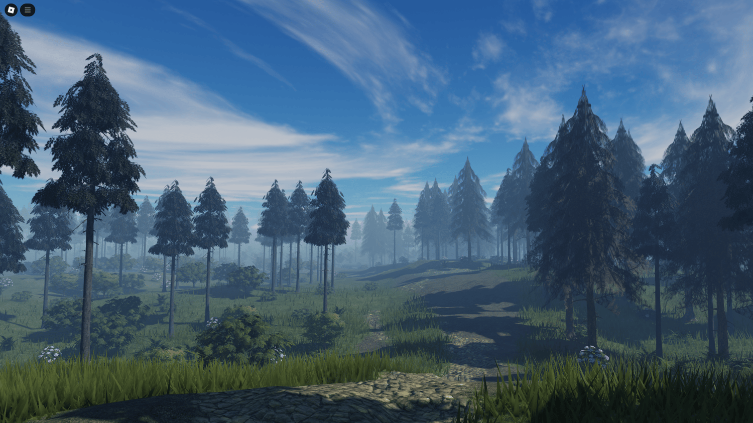 Caves, logs, and rocky cliffs in Roblox island map