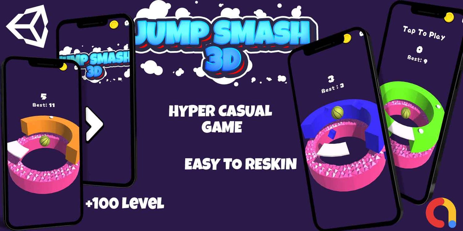 Jump Smash 3D unity hyper casual game template unity hyper casual game source code unity 3d template
