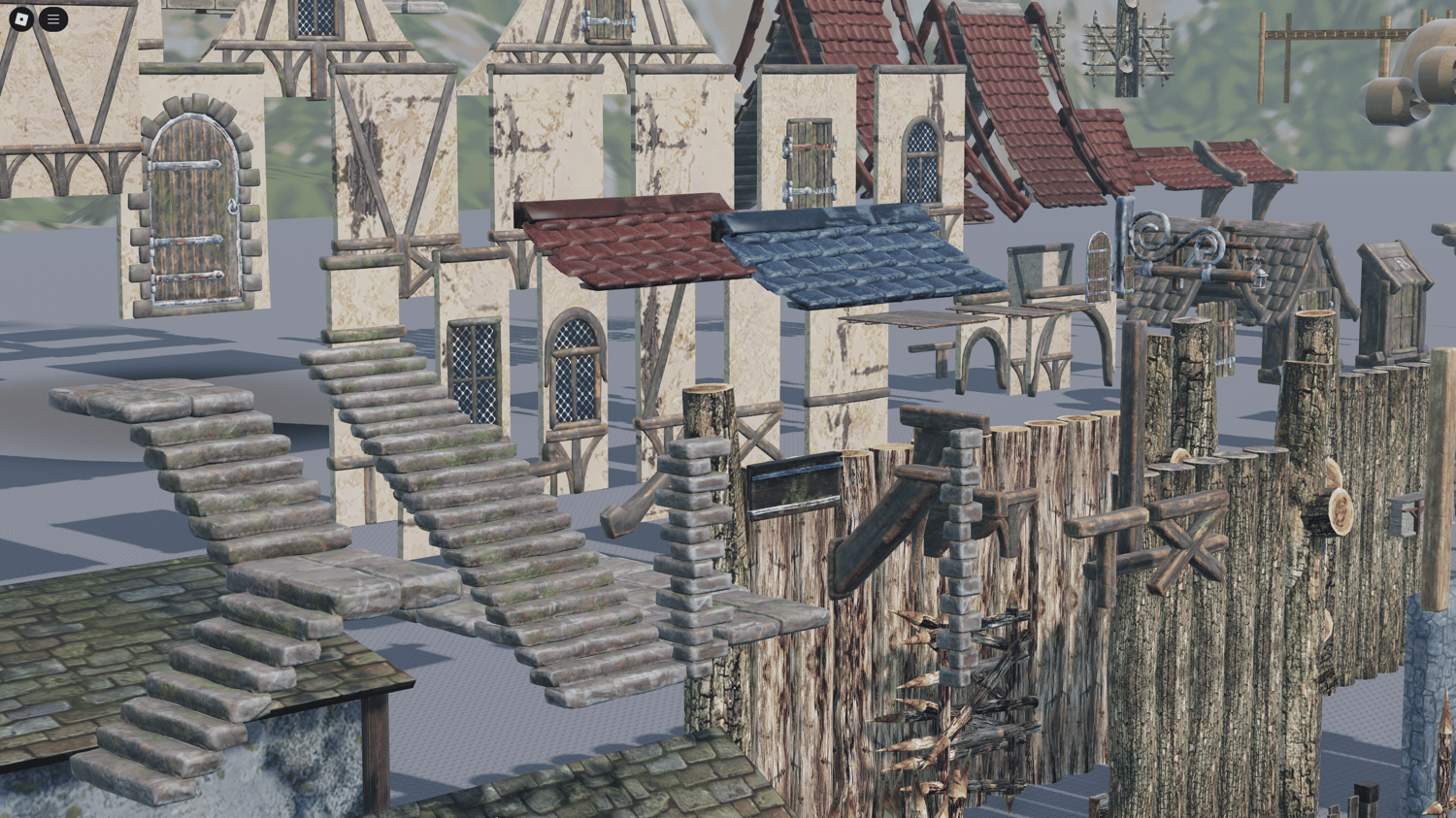 Realistic stone walls and gates for Roblox castles
