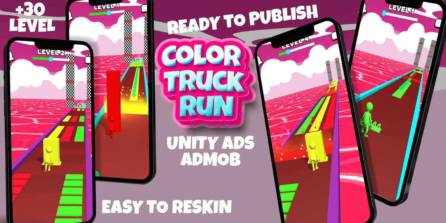 Color Truck Run unity 3d hybrid casual game template unity 3d casual game unity 3d hyper casual game unity 3d template