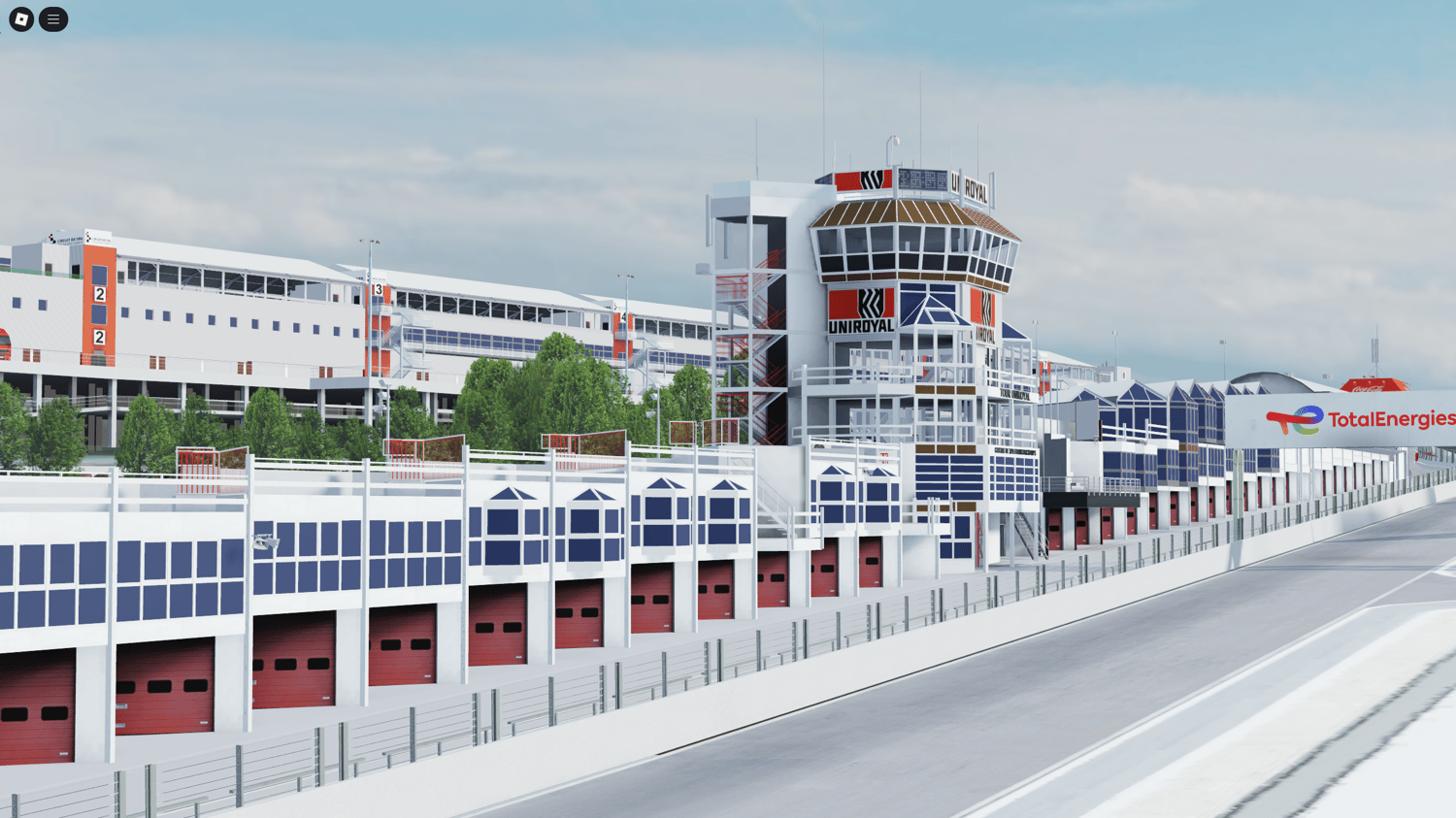 Overhead view of Spa Francorchamps-inspired Roblox circuit