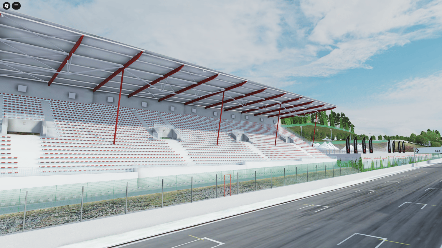 Start line of Roblox racing track simulator map