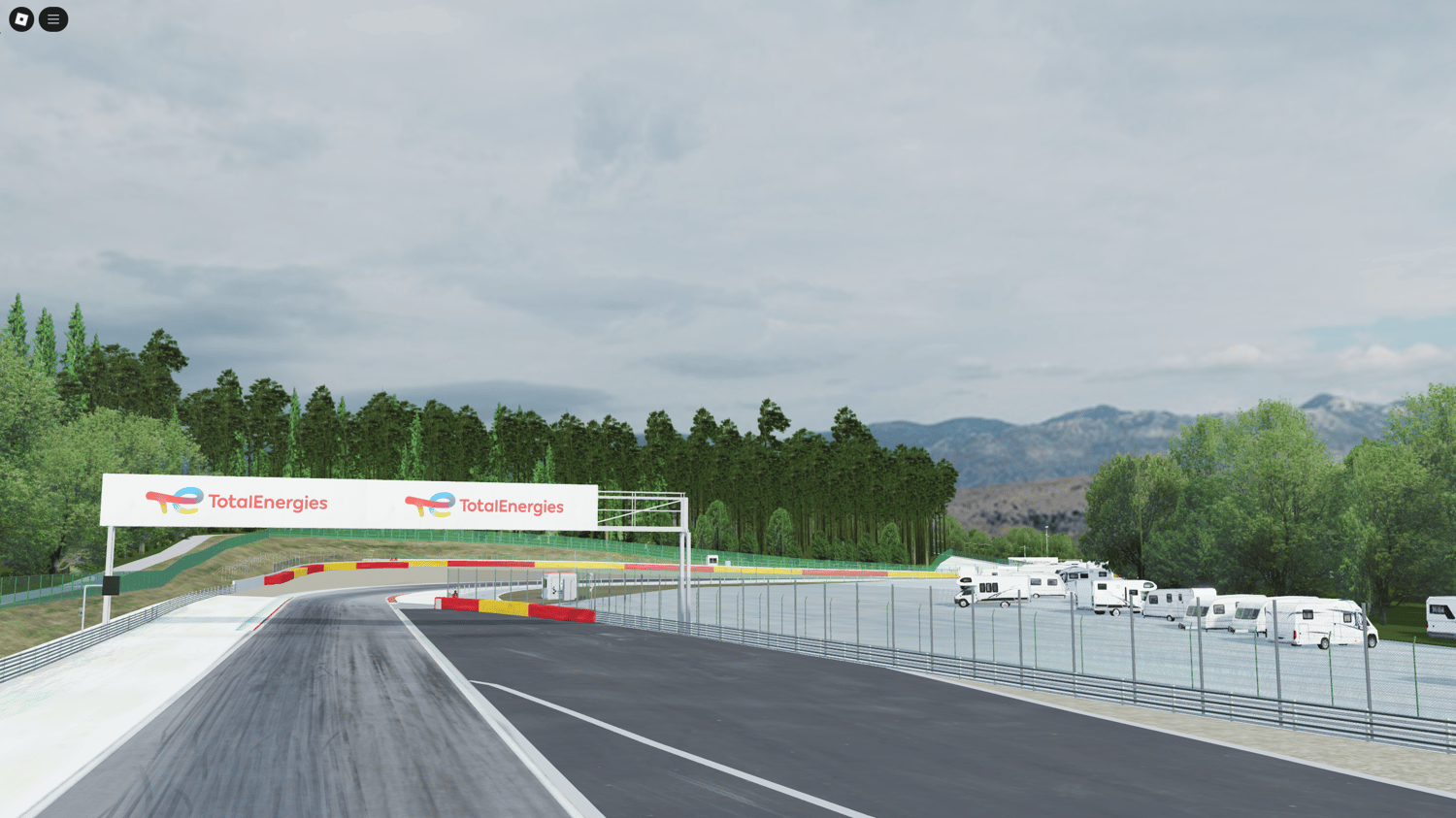 Car simulator game setup with circuit and garages in Roblox