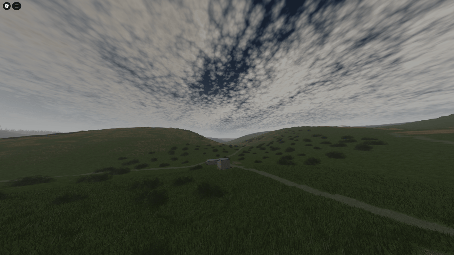 Forests and hills in Dartmoor-themed Roblox environment