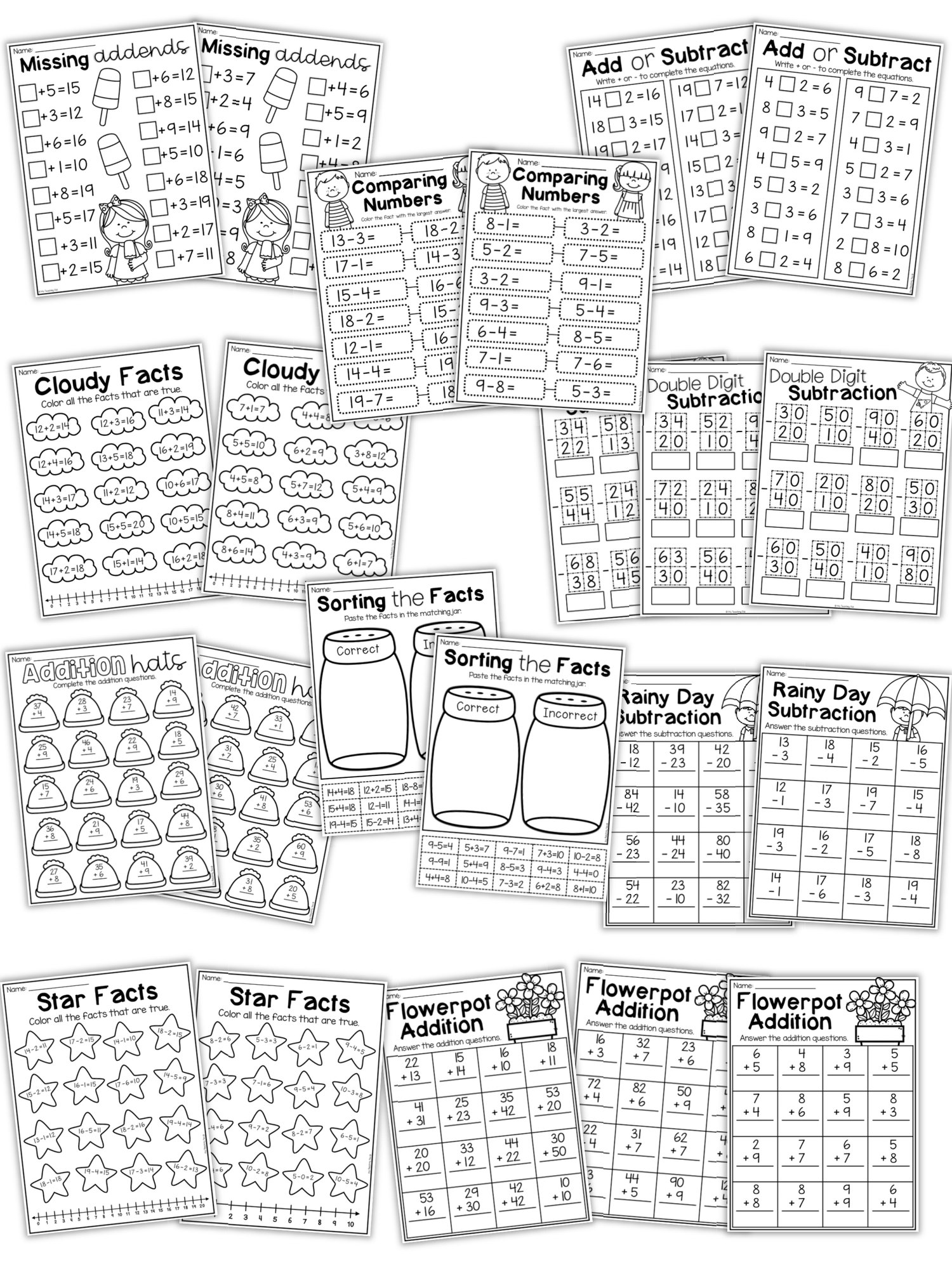 First Grade Addition and Subtraction Worksheets