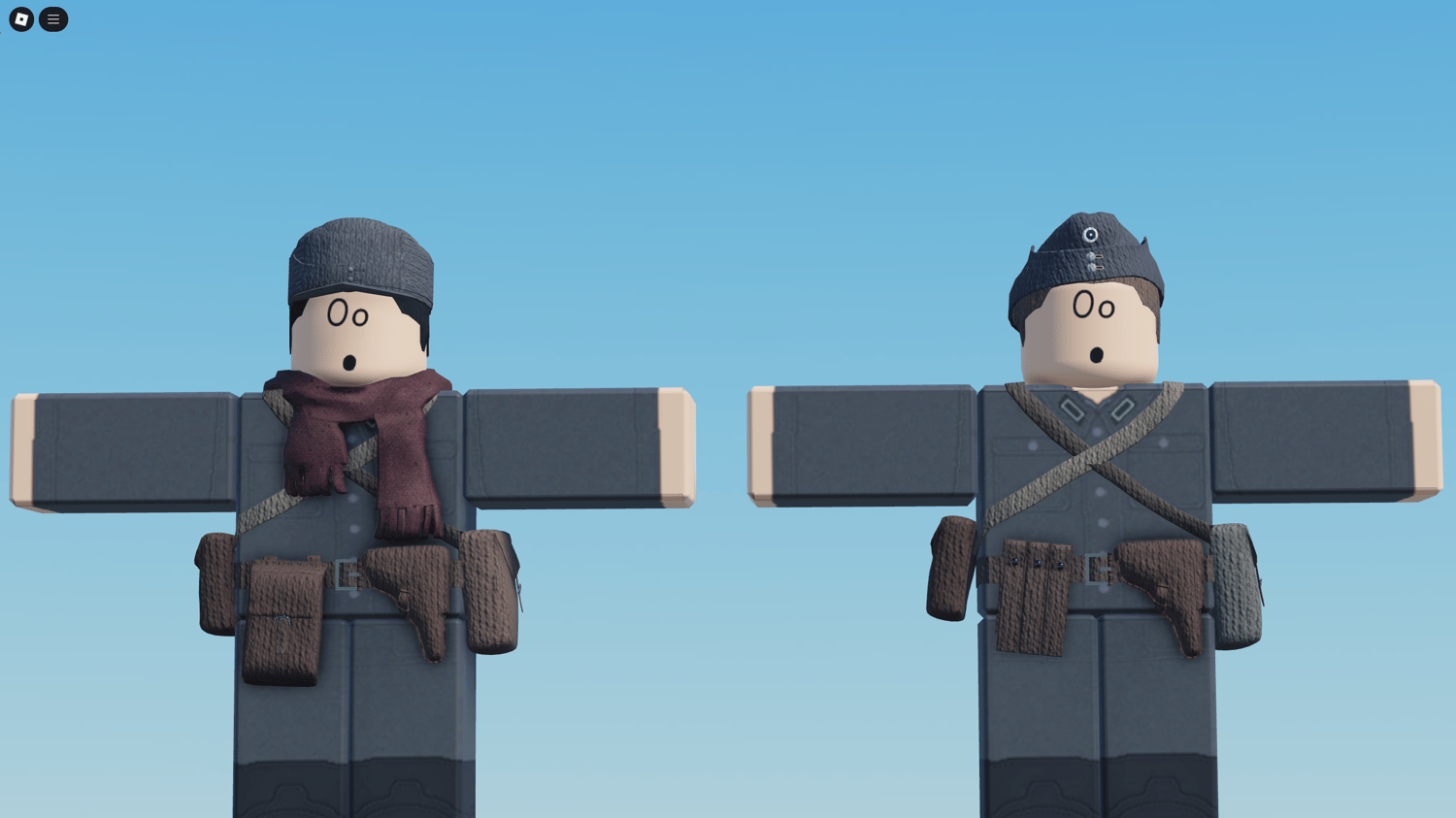 Rear view of Finnish Roblox soldier in full winter combat gear