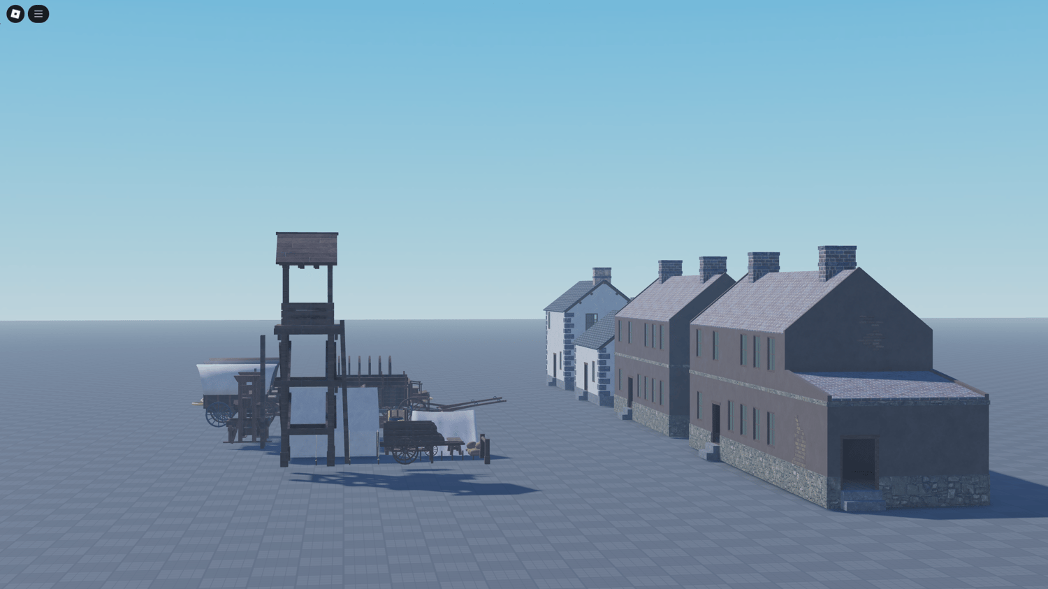 Napoleonic Roblox town props arranged for immersive gameplay