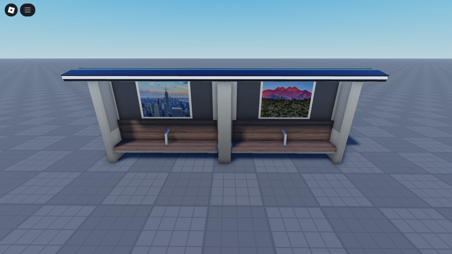 Roblox bus stop seats with poster ads