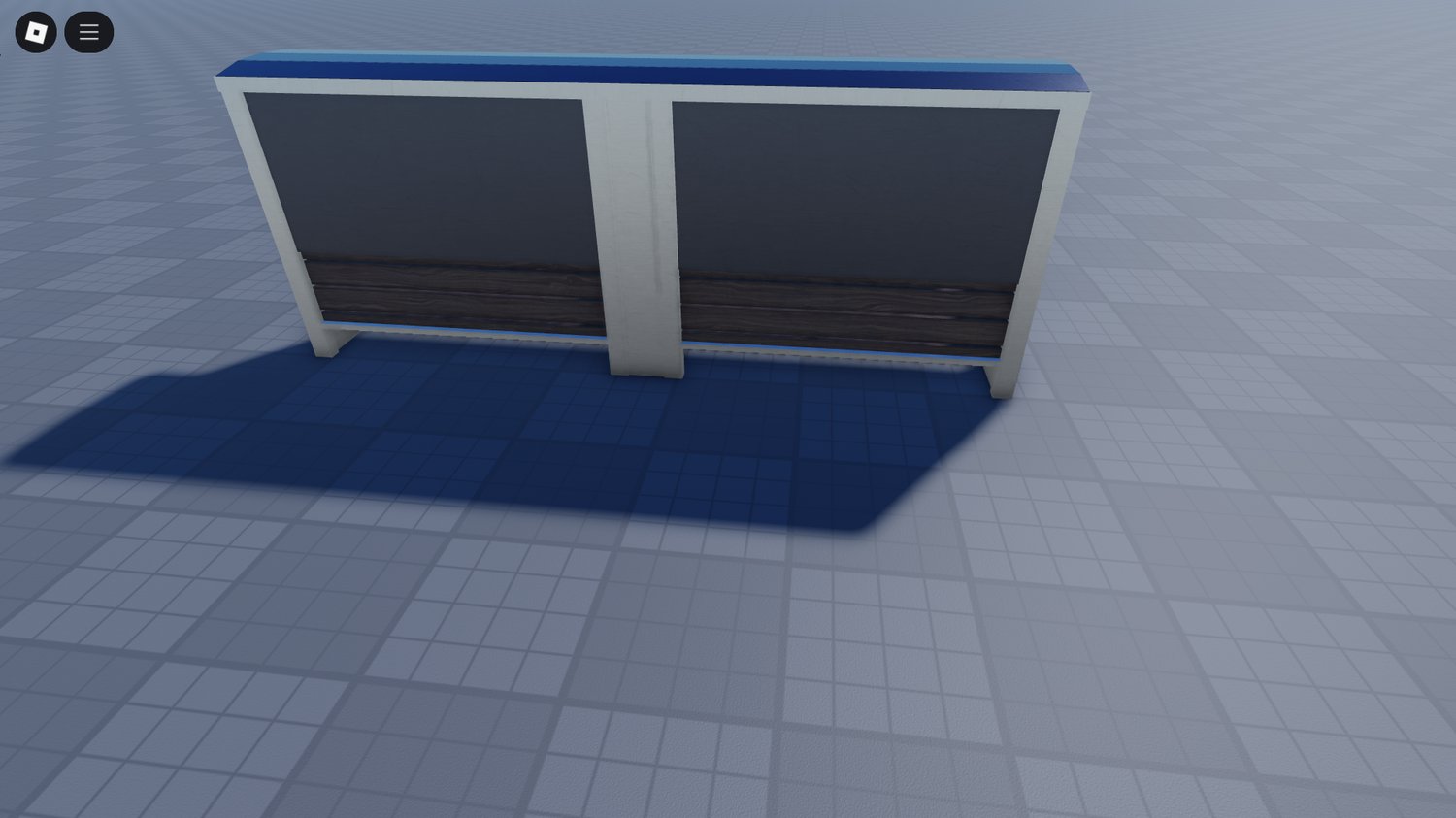 Close-up of posters and bench design