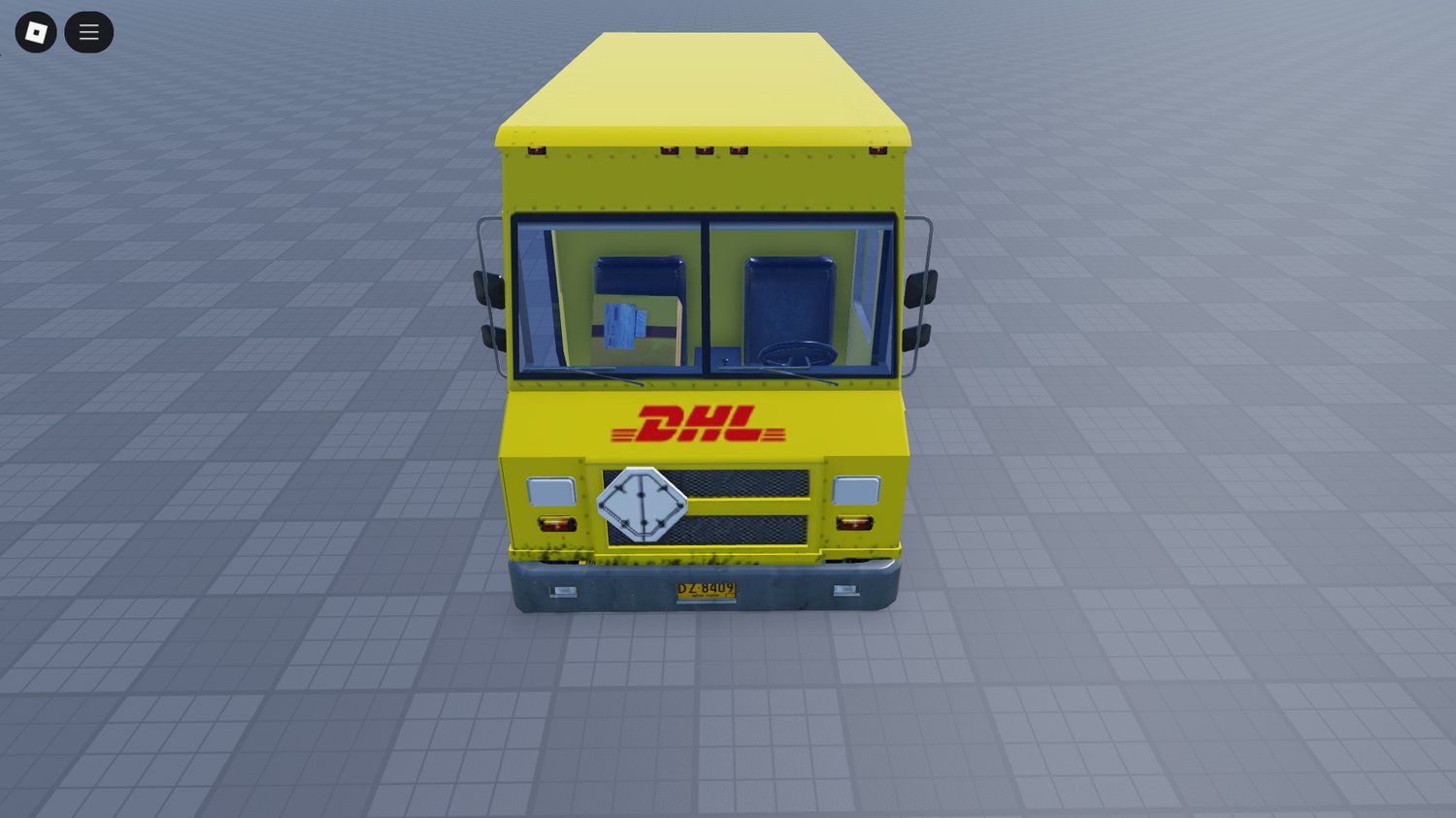 Rear view showing cargo area of DHL van